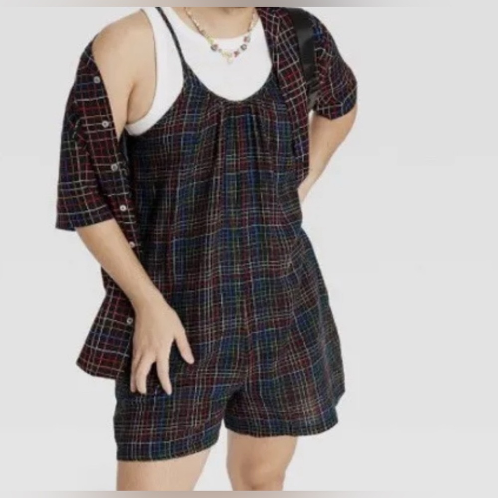 Target take pride Sleeveless Romper with side pockets rainbow grid size XXL